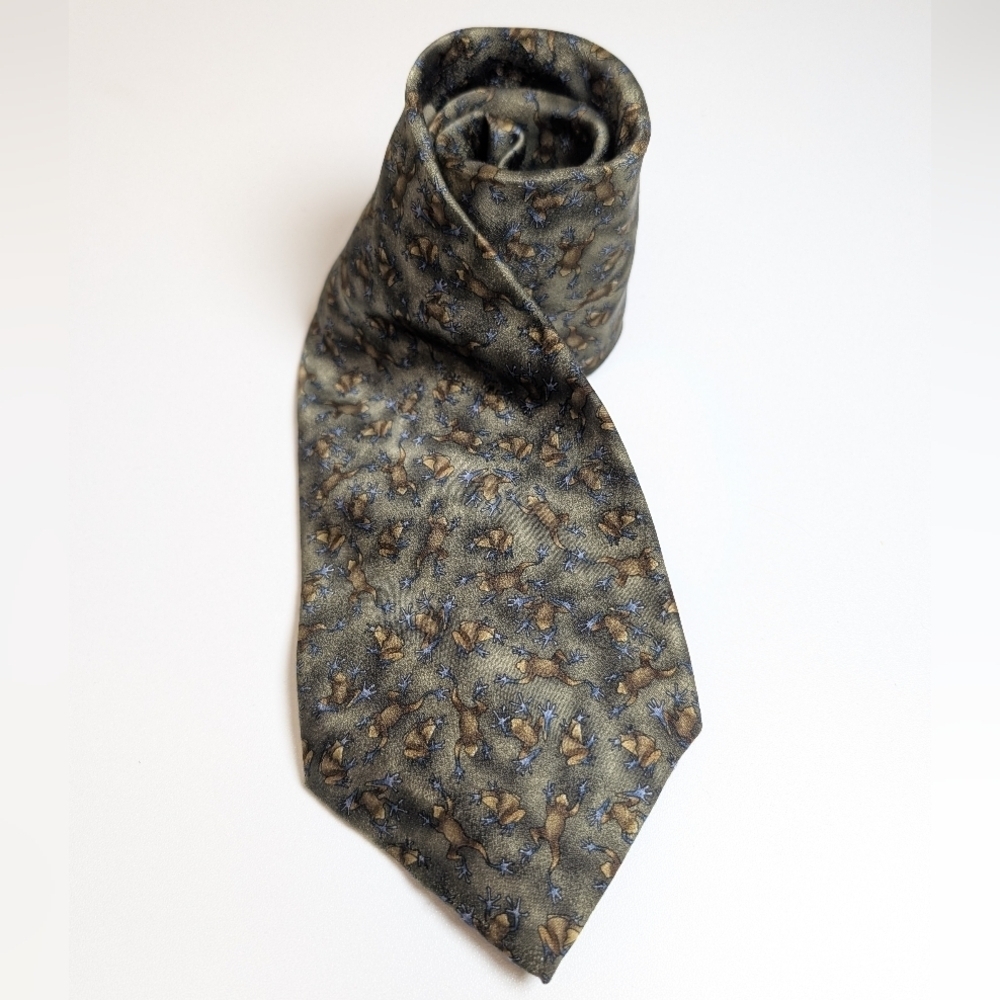 The Nature Conservancy 100% Silk Tie Poison Dart Frog Printed AOP Fun Unique